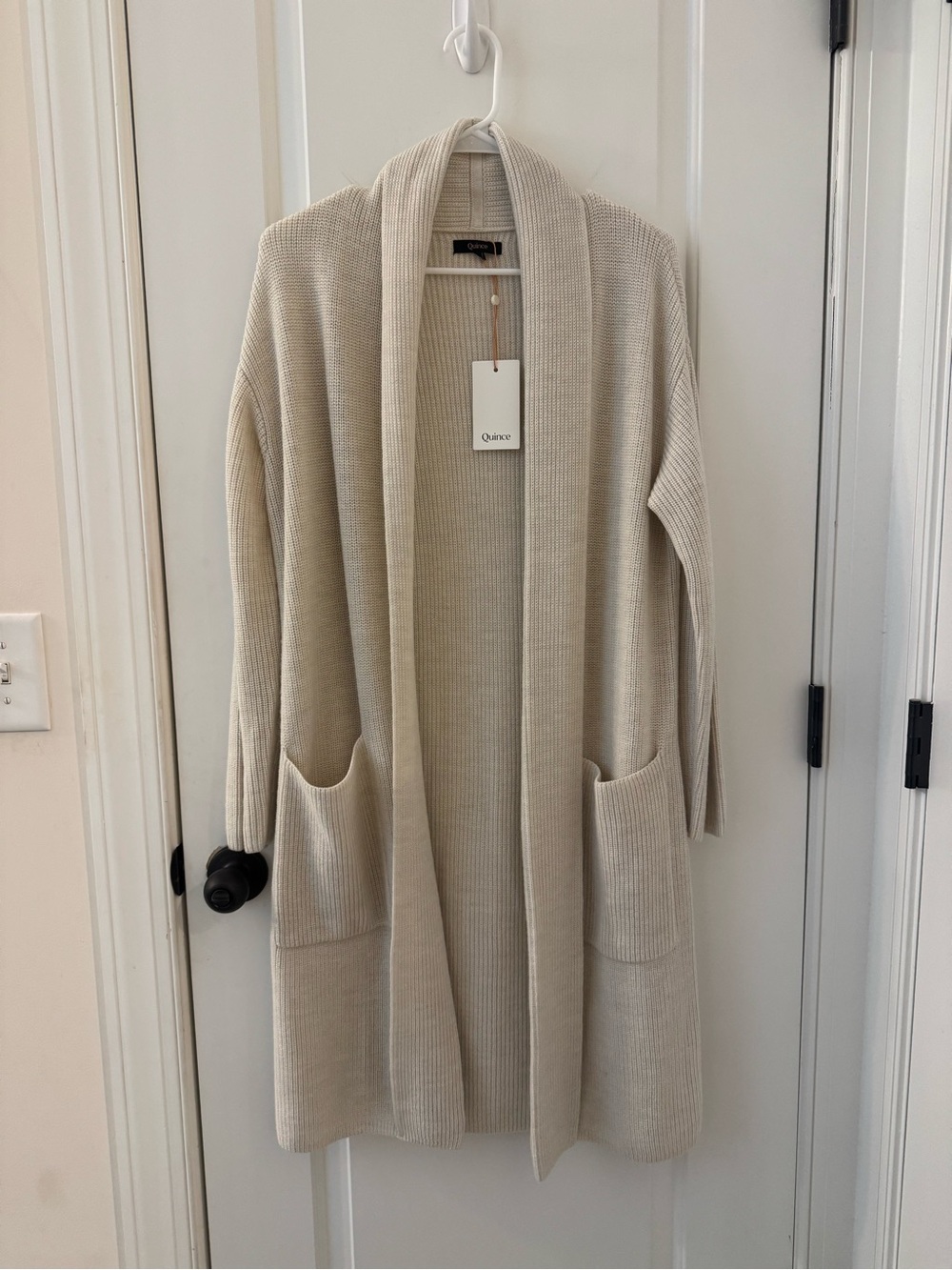 NWT Quince Merino Cream Ribbed Open-Front Women’s Duster Cardigan Sweater XS